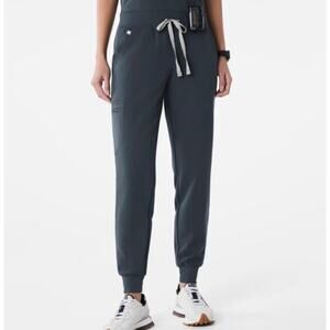 Figs Zamora Scrubs Pants Joggers Gray Grey Blue Harbor Medium Petite Pockets